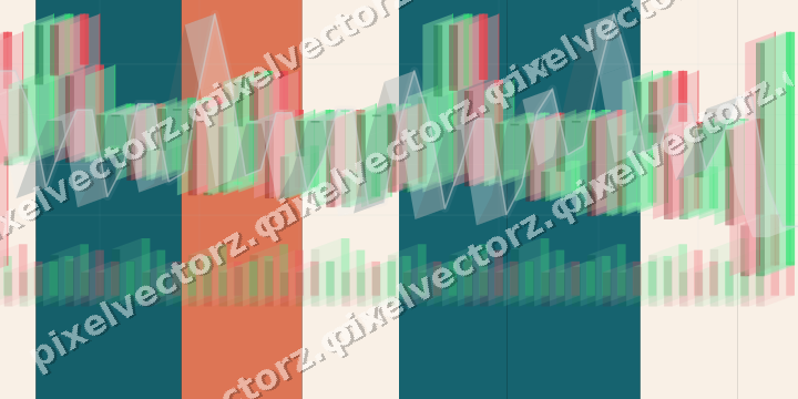 Glowing neon chart background in teal and orange