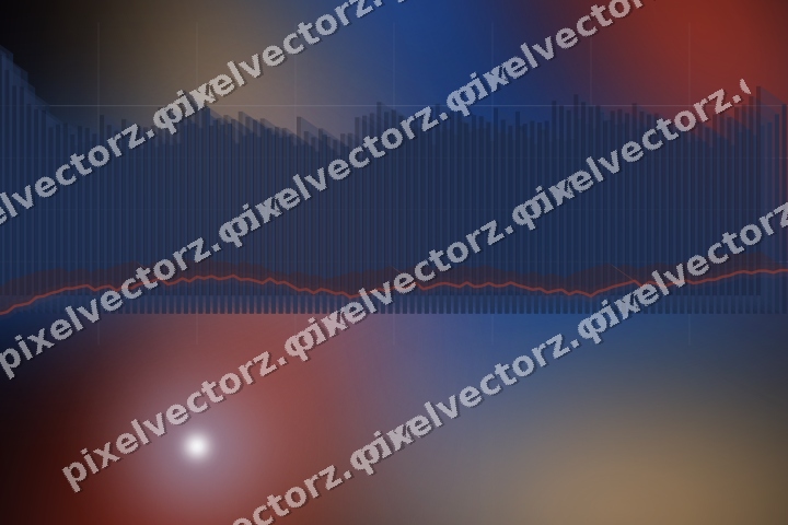 Glowing neon chart background in blue and red