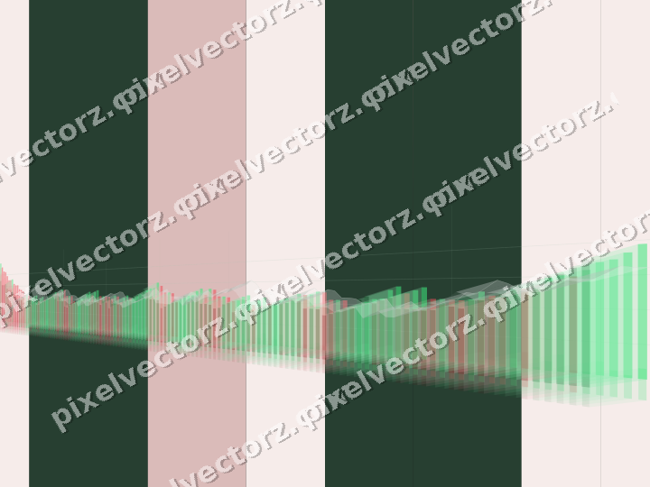 Glowing neon chart background in dark green and red