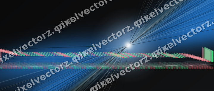 Glowing neon chart background in blue and yellow