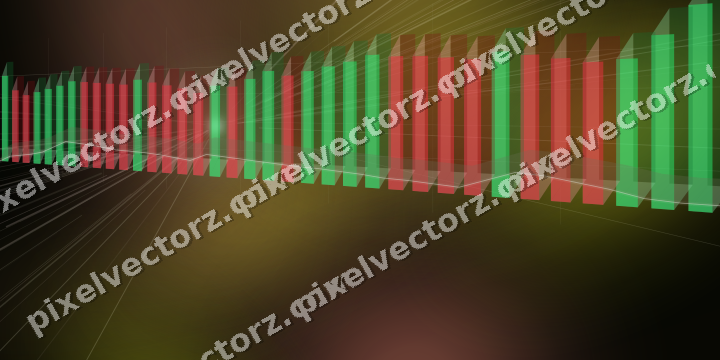 Glowing neon chart background in yellow and red
