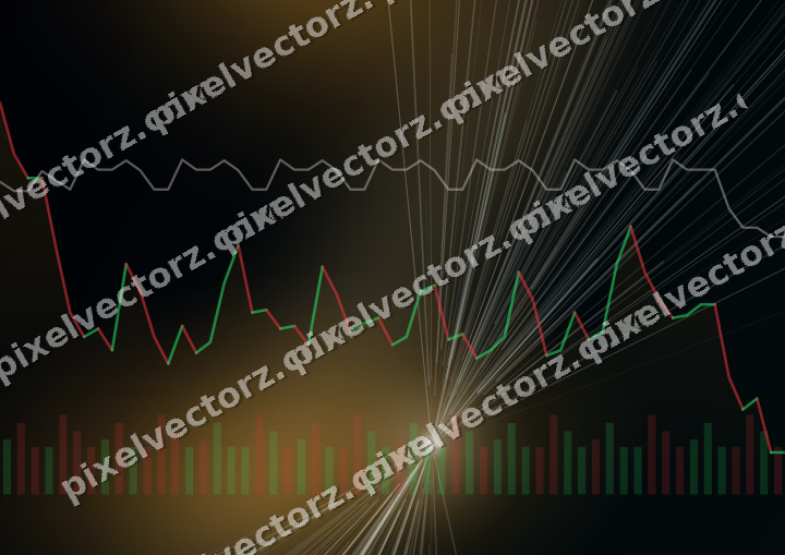 Glowing neon chart background in amber and teal