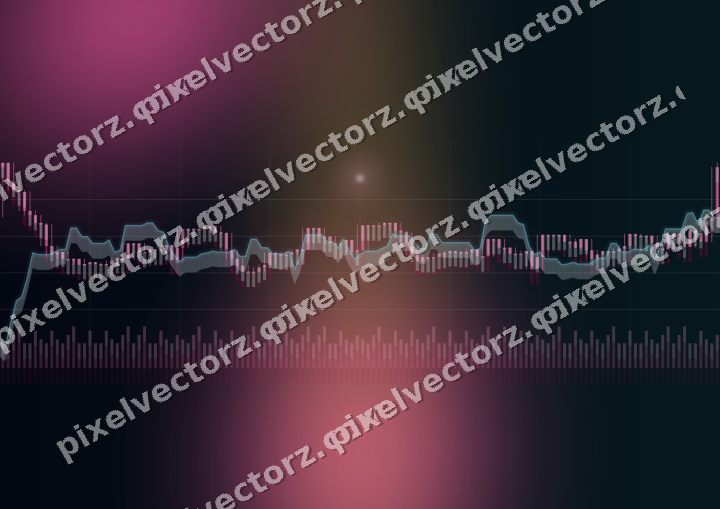 Glowing neon chart background in pink and cyan