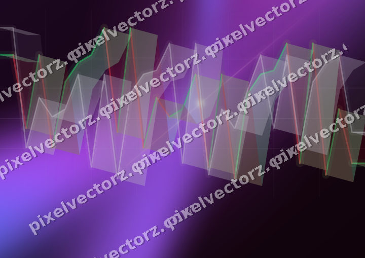 Glowing neon chart background in purple and blue