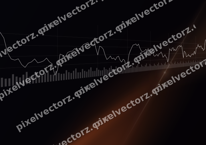 Glowing neon chart background in orange and blue