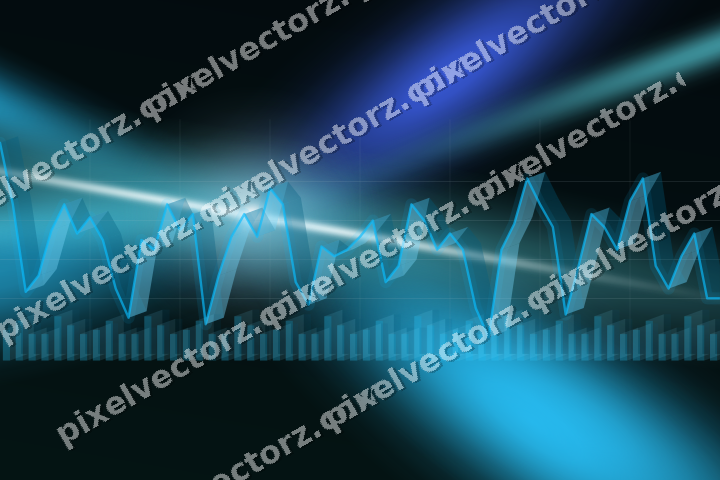 Glowing neon chart background in cyan and teal