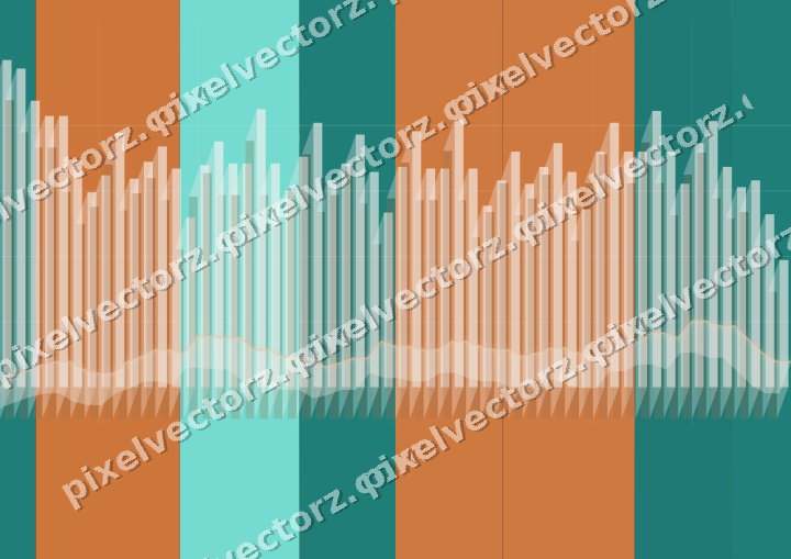 Glowing neon chart background in orange and teal