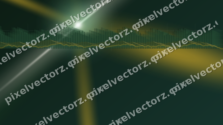 Glowing neon chart background in dark green and amber