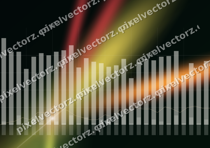 Glowing neon chart background in red and orange