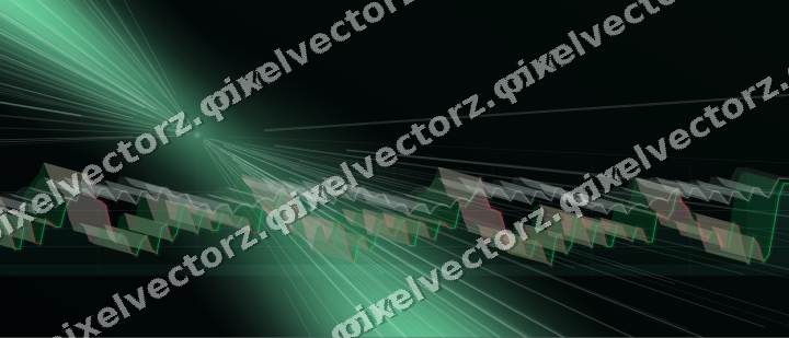 Glowing neon chart background in green and teal