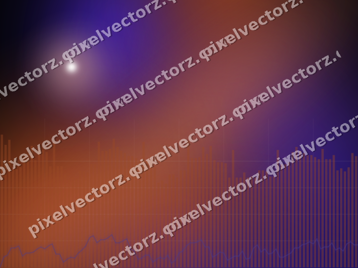 Glowing neon chart background in orange and blue