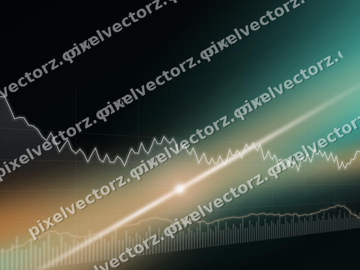 Glowing neon chart background in orange and teal