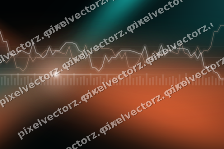 Glowing neon chart background in orange and teal