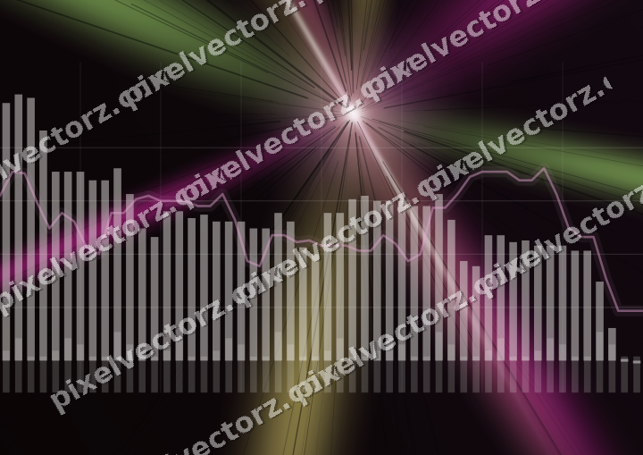 Glowing neon chart background in magenta and lime