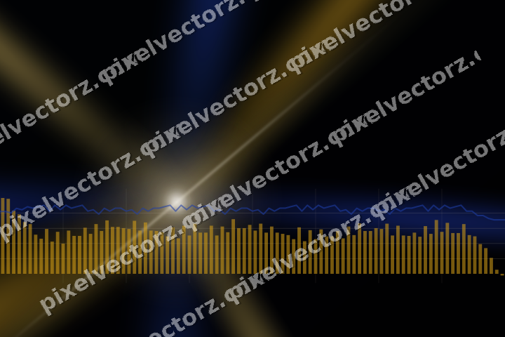 Glowing neon chart background in amber and blue