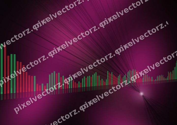 Glowing neon chart background in magenta and pink
