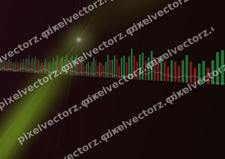 Glowing neon chart background in lime and pink