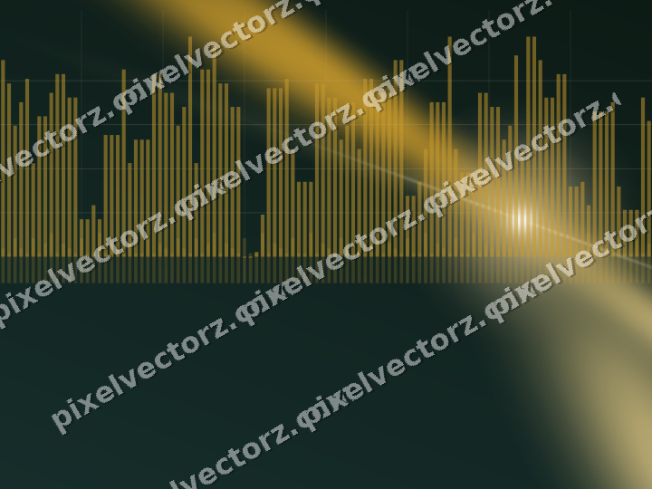 Glowing neon chart background in amber and dark green