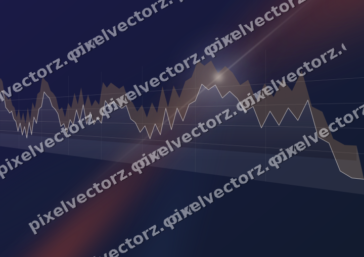 Glowing neon chart background in dark blue and red