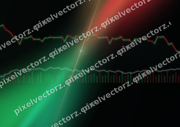 Glowing neon chart background in green and red
