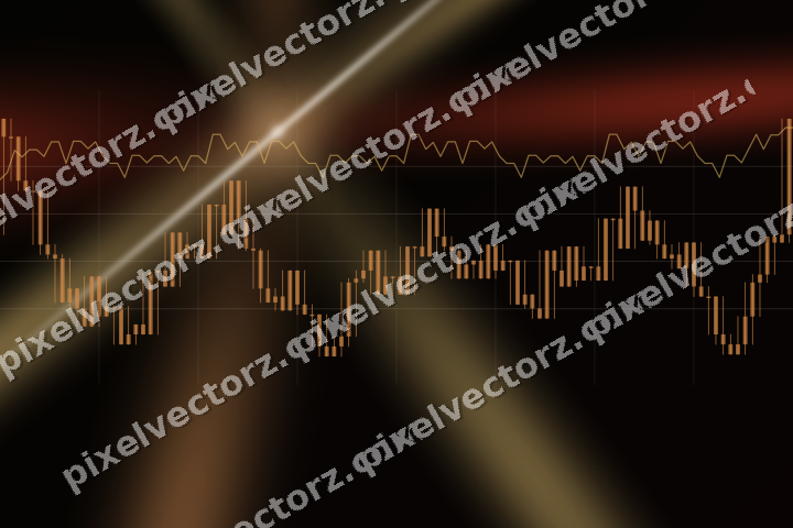 Glowing neon chart background in orange and amber