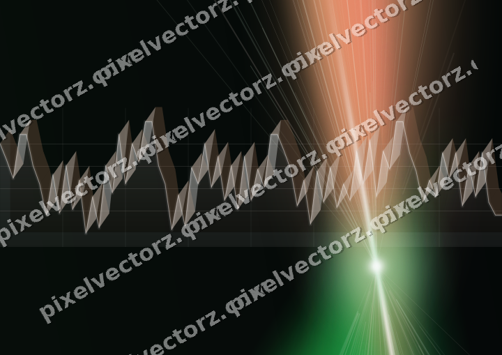 Glowing neon chart background in green and red
