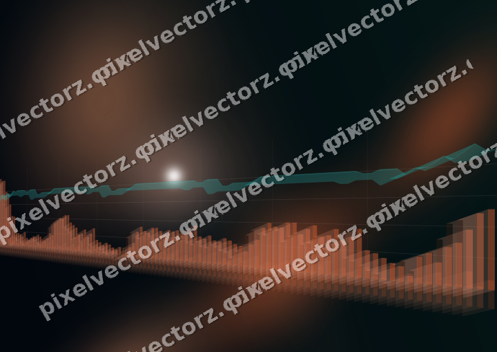 Glowing neon chart background in orange and teal