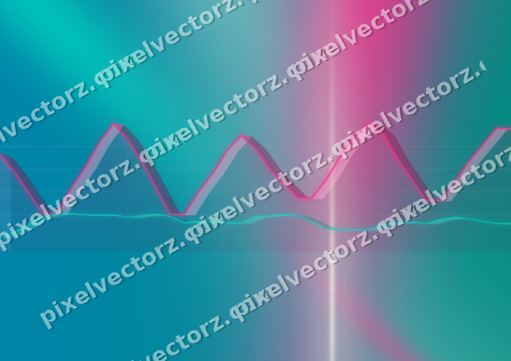 Glowing neon chart background in pink and orange