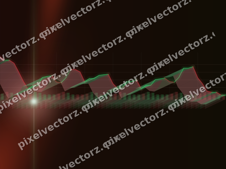 Glowing neon chart background in red and orange