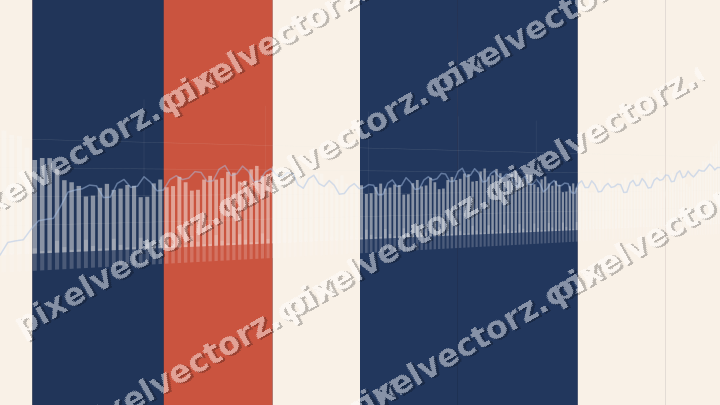 Glowing neon chart background in dark blue and red