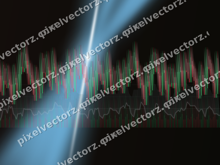 Glowing neon chart background in cyan and red