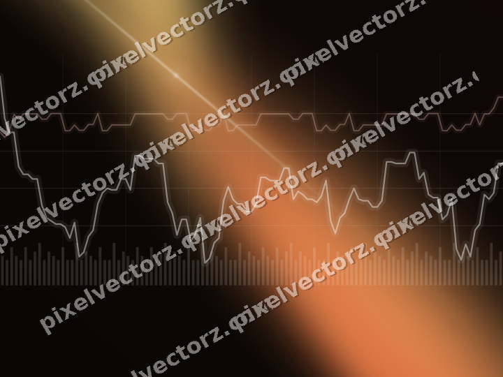 Glowing neon chart background in orange and amber