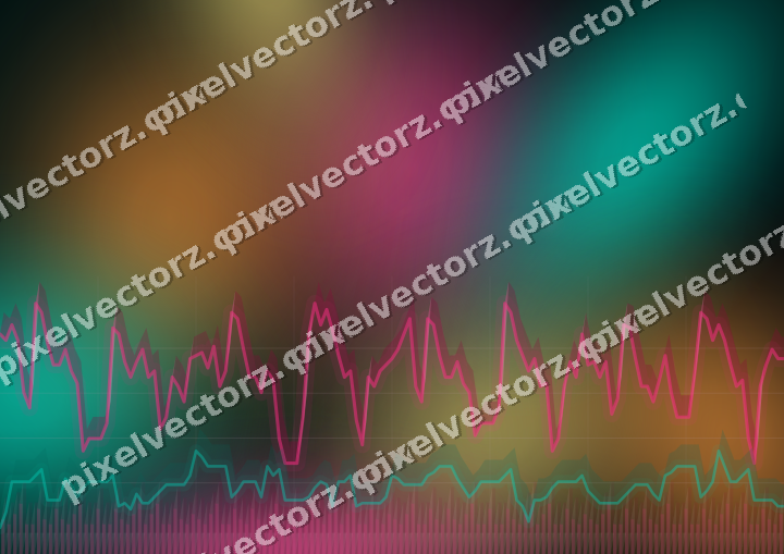 Glowing neon chart background in pink and orange