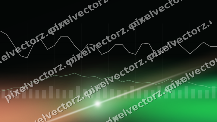 Glowing neon chart background in green and red