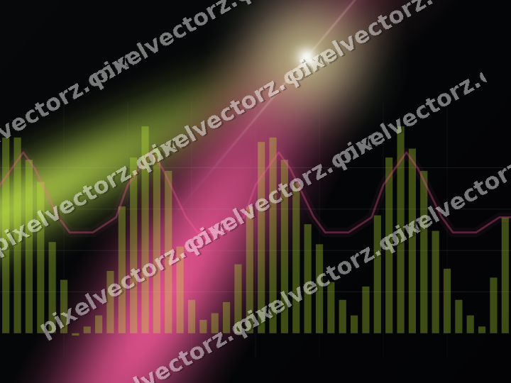 Glowing neon chart background in lime and amber