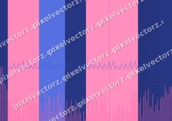 Glowing neon chart background in pink and blue