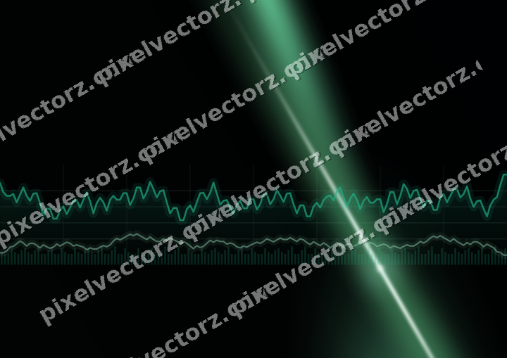 Glowing neon chart background in green and teal