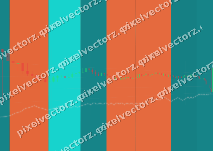 Glowing neon chart background in orange and teal