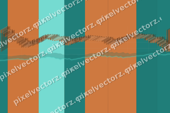 Glowing neon chart background in orange and teal