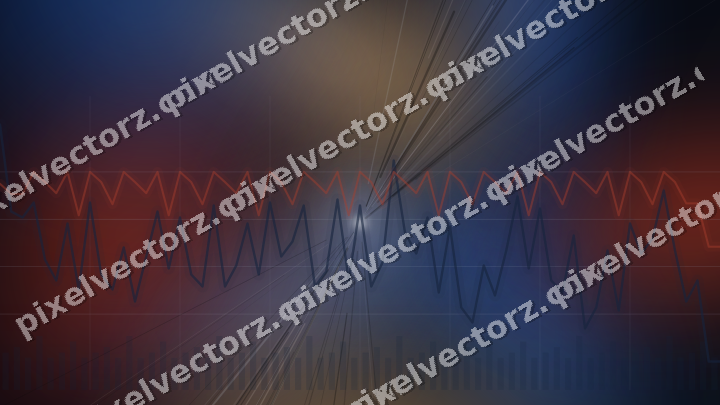 Glowing neon chart background in blue and red