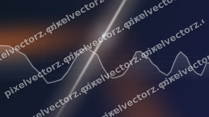 Glowing neon chart background in dark blue and orange