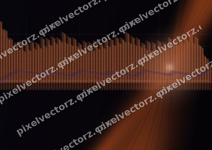 Glowing neon chart background in orange and blue