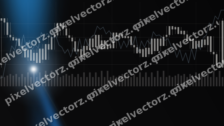 Glowing neon chart background in blue and yellow