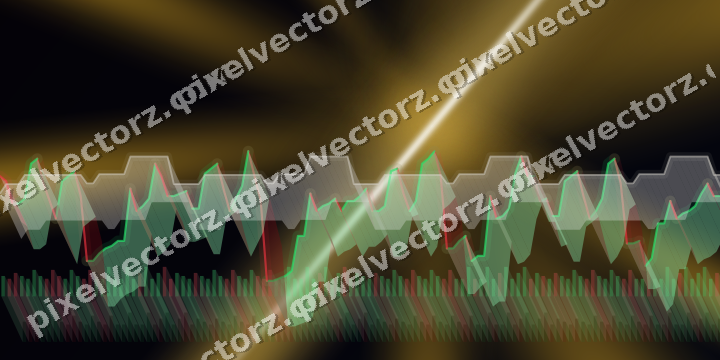 Glowing neon chart background in amber and blue