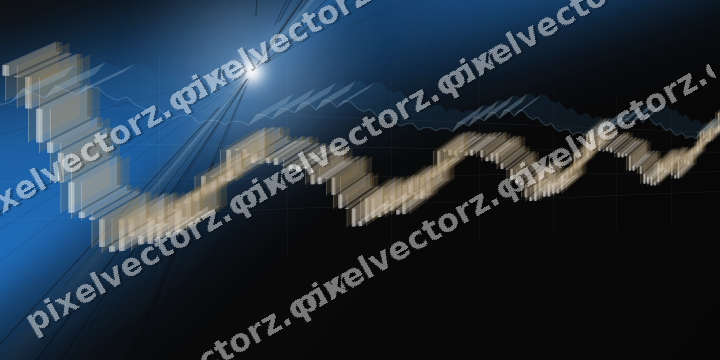 Glowing neon chart background in blue and red