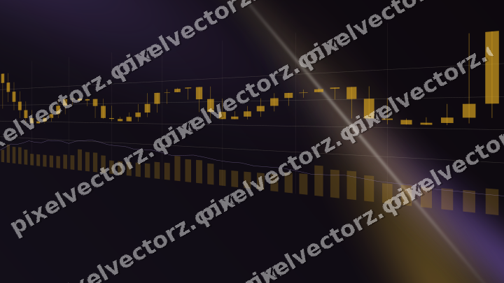 Glowing neon chart background in amber and purple