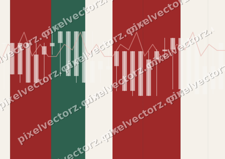 Glowing neon chart background in dark red and dark green