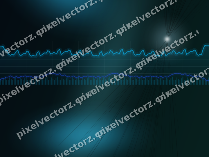 Glowing neon chart background in cyan and teal
