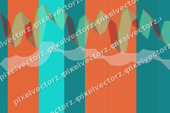 Glowing neon chart background in orange and teal