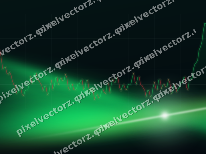 Glowing neon chart background in green and lime